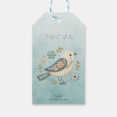Little Green Bird Floral Gift Label Cadeaulabel (Achterkant)