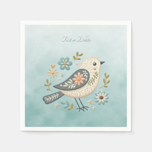 Little Green Bird Floral servetten (Voorkant)