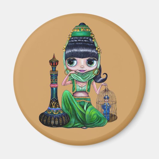 Little Green Genie Belly Dancer Girl Magneet (Voorkant)