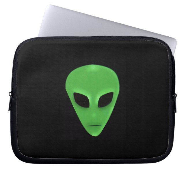 Little Green Man Alien Face Laptop Sleeve (Voorkant)