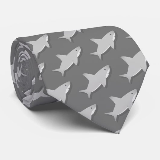 Little Grey Shark Cartoon Pattern Stropdas (Opgerold)