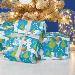 Little Grinch   Merry Grinchmas Blauwgroen Patroon Cadeaupapier