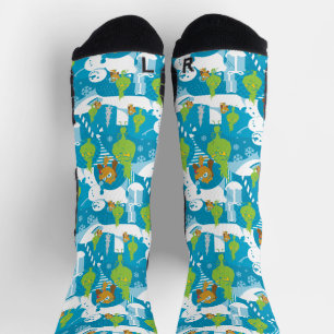 Little Grinch   Merry Grinchmas Blauwgroen Patroon Sokken