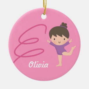 Little Gymnast Girl Gymnastics Personalized Keramisch Ornament