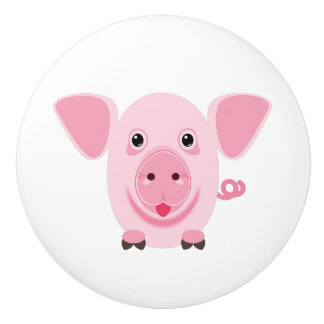 Little happy cute pink pig keramische knop