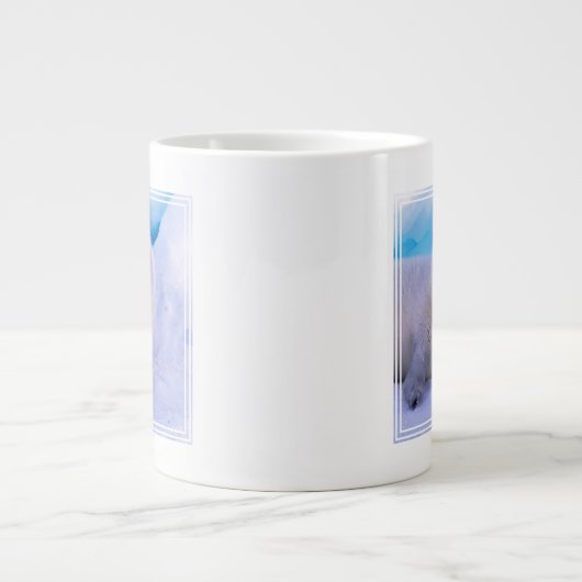 Little Harp Seal Pup bekleed in Snowflakes Extra Grote Beker (Voorkant)