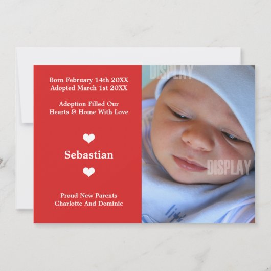 Little Heart New Baby Adoption Faire-part (Devant)