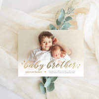 Little Hearts Baby Brother Birth Announement