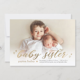 Little Hearts Baby Zuster Birth Announounement Feestdagenkaart