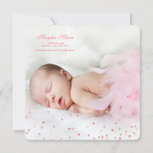 Little Hearts Girl Fotogeboorteaankondiging Aankondiging