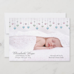 Little Hearts Photo Birth Announement Aankondiging