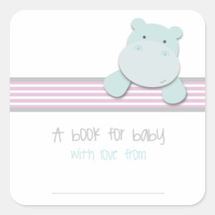 Little Hippo - Boek voor Baby {Pink} Boekplaten Vierkante Sticker