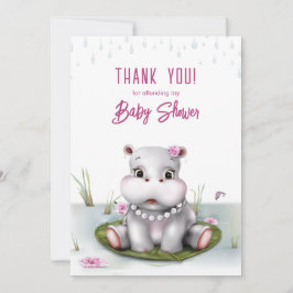 Little Hippo Meisje Baby shower Dank u Bedankkaart