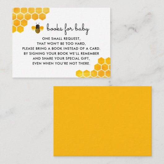 Little Honey Bee Baby shower Book Request Informatiekaartje (Voorkant / Achterkant)