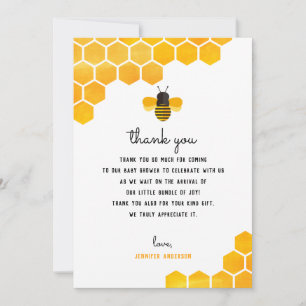 Little Honey Bee Baby shower Merci Cartes