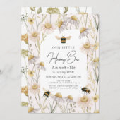 Little Honey Bee Chamomile Pink 1e verjaardag Kaart (Voorkant / Achterkant)