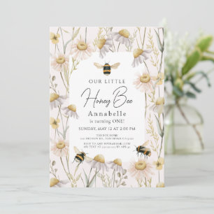 Little Honey Bee Chamomile Pink 1e verjaardag Kaart