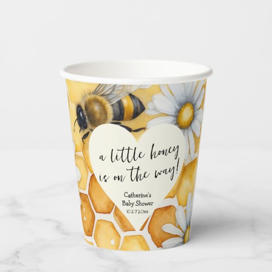 Little Honey Bee Comb Daisy Spring Baby shower Papieren Bekers (Achterkant)