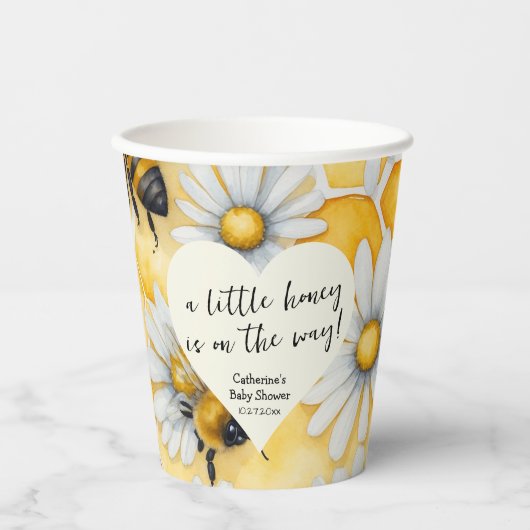 Little Honey Bee Comb Daisy Spring Baby shower Papieren Bekers (Voorkant)