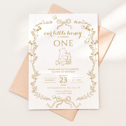 Little Honey Bee First Birthday Invitation