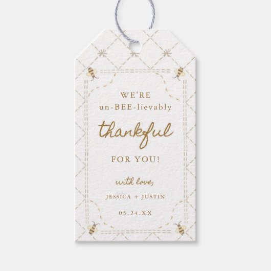 Little Honey Bee on-BEE-leefbaar Dankbare gunst Cadeaulabel (Voorkant)