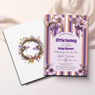 Little Honey Bee Purple Baby shower Invitation
