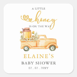 Little Honey is op weg naar het Baby shower van de Vierkante Sticker