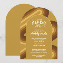 Little Honey on the Way Retro Stripes Baby shower