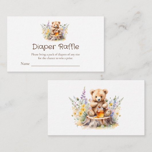 Little Honey op de weg Luier Raffle Tickets Informatiekaartje (Voorkant / Achterkant)