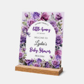 Little Honey Paarse Rozen Baby shower Welkom Acryl Bord (Hoek)