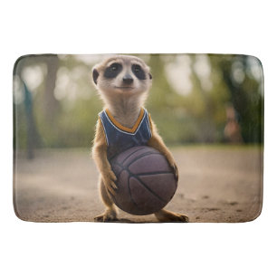Little Hoop Star: Baby Meerkat Holding Basketball Badmat