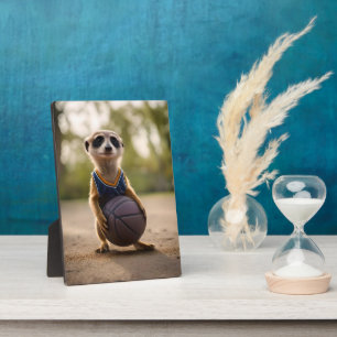 Little Hoop Star: Baby Meerkat Holding Basketball Fotoplaat
