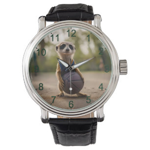 Little Hoop Star: Baby Meerkat Holding Basketball Horloge