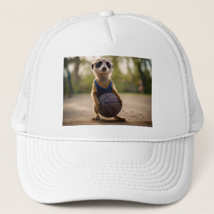 Little Hoop Star: Baby Meerkat Holding Basketball Trucker Pet