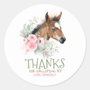 Little Horse Pink Birthday Ronde Sticker