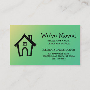 Little House "We have Moved" Yellow Green Ombre Ca Visitekaartje