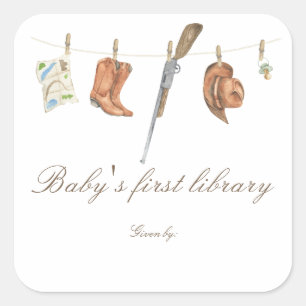 Little Hunter Baby shower - baby's eerste biblioth Vierkante Sticker