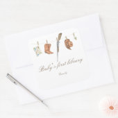 Little Hunter Baby shower - baby's first library Vierkante Sticker (Envelop)