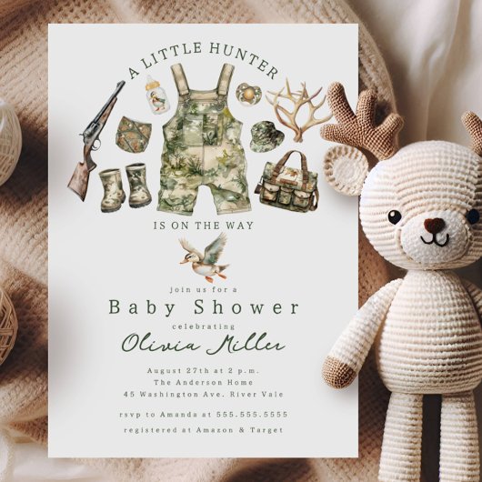 Little Hunter Baby Shower Invitation Kaart