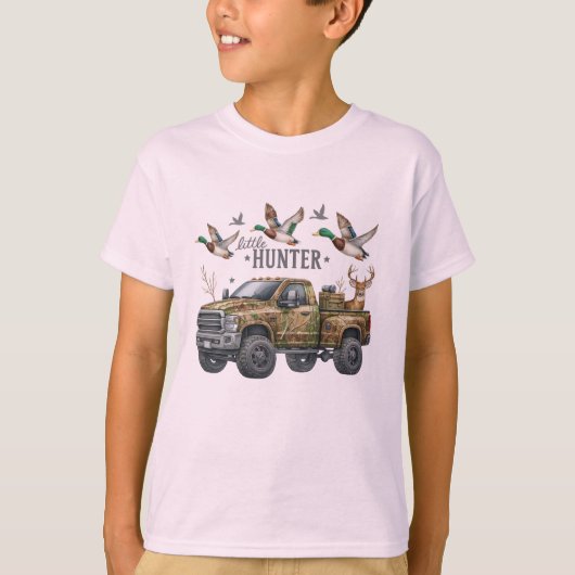 Little Hunter Camo Truck – Eenden, Herten & Outdoo T-shirt (Voorkant)
