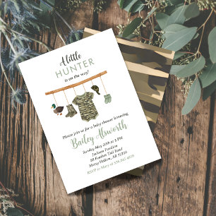 Little Hunter Duck Camo Rustic Baby shower Kaart