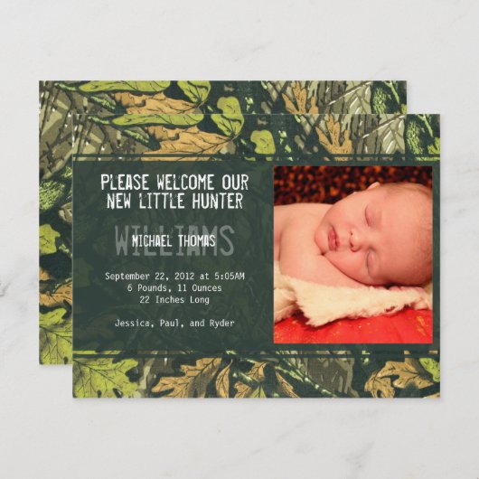 Little Hunter | Faire-part de naissances (Devant / Derrière)