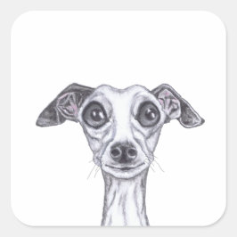 LITTLE ITALIAANS GREYHOUND g869 Vierkante Sticker