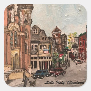 Little Italy, Cleveland Ohio Painting on a Sticker