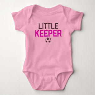 Little Keeper Soccer Goalie Baby Bodysuit in roze