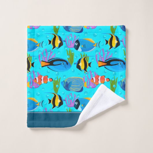 Little Kinder Ocean Fish Pattern Bad Handdoek (Wasdoekje)