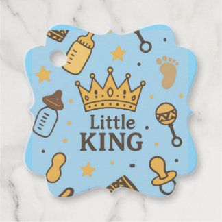Little King Baby shower Banner – Blue & Gold Crow Bedankjes Labels