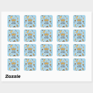 Little King Baby shower Banner – Blue & Gold Crow Vierkante Sticker