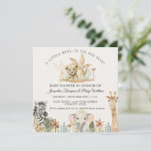 Little King Lion Zebra Giraffe Square Baby shower Kaart (Staand voorkant)