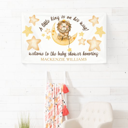 Little King Safari Lion Boy Baby shower Welkom Spandoek (Insitu)